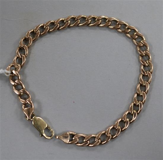 A 9ct gold curb link bracelet, 19cm.